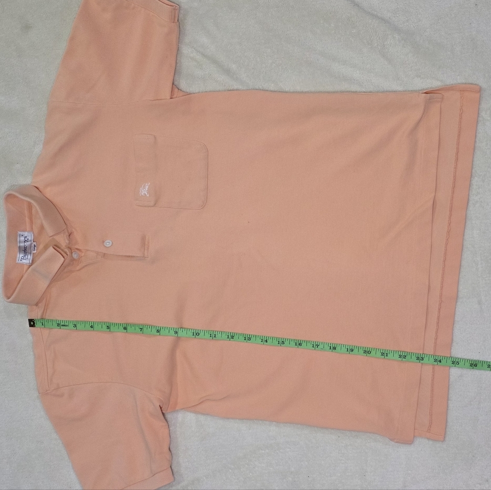 Vintage Burberrys Classic Short Sleeve Polo Shirt w/Chest Pocket in Soft Peach. - Picture 7 of 9